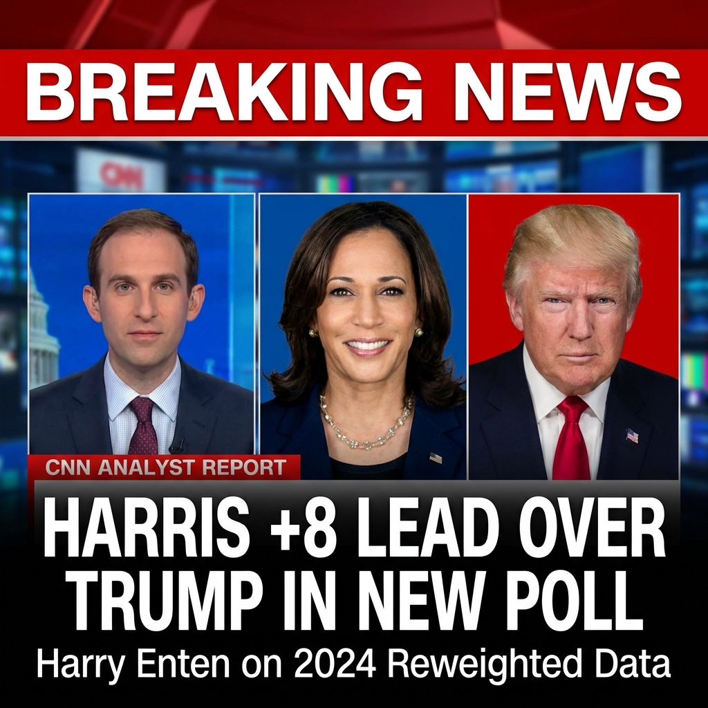 <p>CNN chief data analyst Harry Enten said an NBC News/SurveyMonkey reweighting of the 2024 electorate shows Vice President Kamala Harris leading former President Donald Trump by eight points in a hypothetical rematch. Enten noted the sample was weighted to reflect the 2024 vote — which Trump won by one point — yet Harris leads by eight. He highlighted that 2024 Harris voters are more likely than Trump voters to back their party’s congressional candidates (89% vs. 83%), that nonvoters now tilt Democratic by 16 points, and that Trump’s net approval sits near −22, improving Democratic Senate odds, as Enten emphasized. (<a href="https://transcripts.cnn.com/show/cnc/date/2026-02-17/segment/06?utm_source=openai">transcripts.cnn.com</a>)</p>