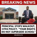 <p>Wilson High School principal Daniel Weber stopped an anti-ICE student walkout in West Lawn, Pennsylvania, by ordering students to return to class and warning that those who remained would be suspended. A video of Weber’s remarks — in which he says organizers canceled the event, students left without permission and “your rights do not supersede the school” — circulated on TikTok and X. The district says the demonstration had been discussed but canceled and that any consequences are for policy violations, not viewpoints. About 60 students walked out; Weber’s firm enforcement drew national attention and praise on social media platforms. (<a href="https://dailycallernewsfoundation.org/2026/02/19/watch-principal-lay-down-the-law-to-students-on-anti-ice-walkout/?utm_source=openai">dailycallernewsfoundation.org</a>)</p>
