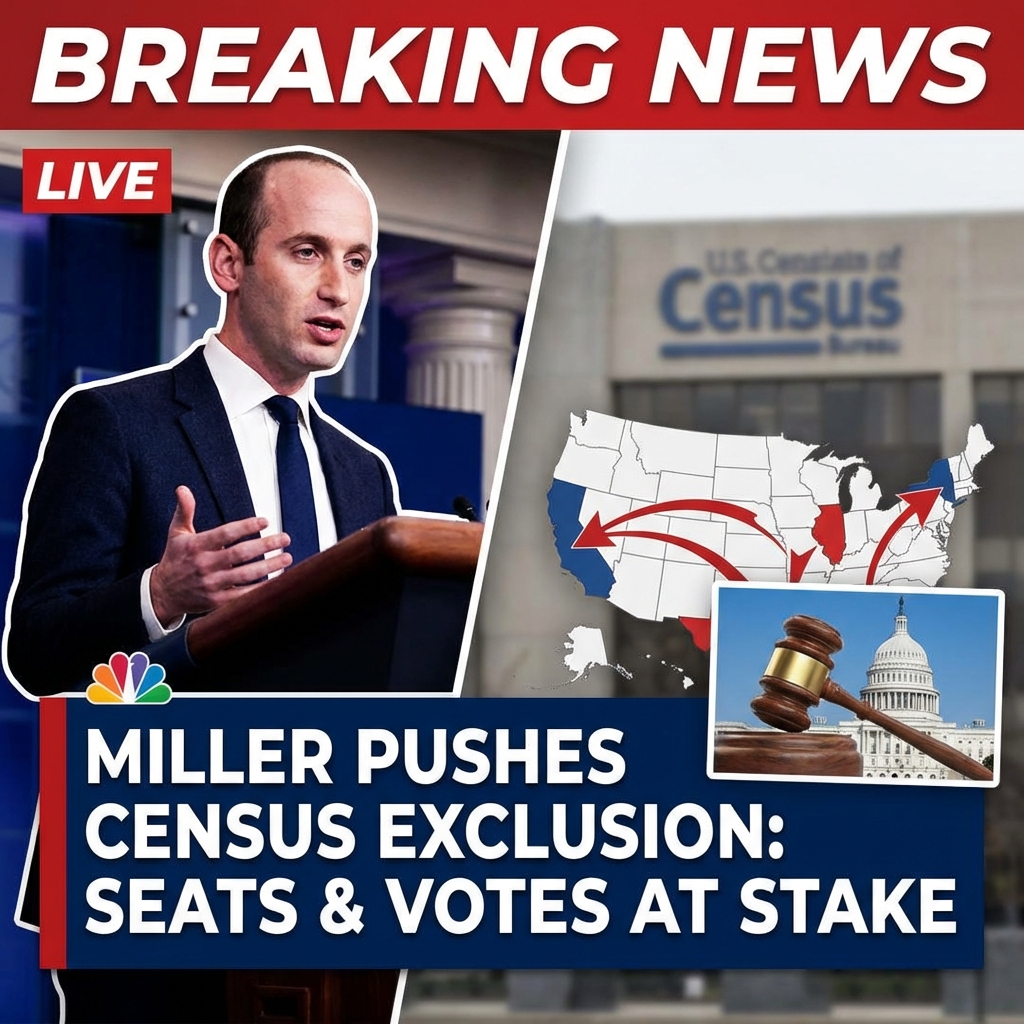 <p>Senior Trump adviser Stephen Miller has pushed the administration’s plan to exclude undocumented immigrants from census counts used for congressional apportionment, arguing their inclusion inflates House seats in Democratic strongholds like California and New York. (<a href="https://www.thedailybeast.com/stephen-miller-yells-about-democrats-in-defense-of-donald-trumps-census-and-redistricting-power-grabs/?utm_source=openai">thedailybeast.com</a>) The proposal, tied to broader Republican efforts and a Missouri lawsuit seeking to bar noncitizens from apportionment, would shift seats and Electoral College votes if implemented. (<a href="https://www.yahoo.com/news/articles/missouri-launches-sweeping-lawsuit-block-152453567.html?utm_source=openai">yahoo.com</a>) Legal experts note the Constitution requires counting “the whole number of persons,” and courts have repeatedly blocked similar 2020 attempts. (<a href="https://en.wikipedia.org/wiki/Trump_v._New_York?utm_source=openai">en.wikipedia.org</a>) Fact-checkers and studies say excluding undocumented immigrants would likely produce only modest, possibly offsetting, seat changes. Debate remains heated. (<a href="https://www.politifact.com/article/2024/mar/25/more-immigrants-equal-better-odds-for-democrats-af/?utm_source=openai">politifact.com</a>)</p>
