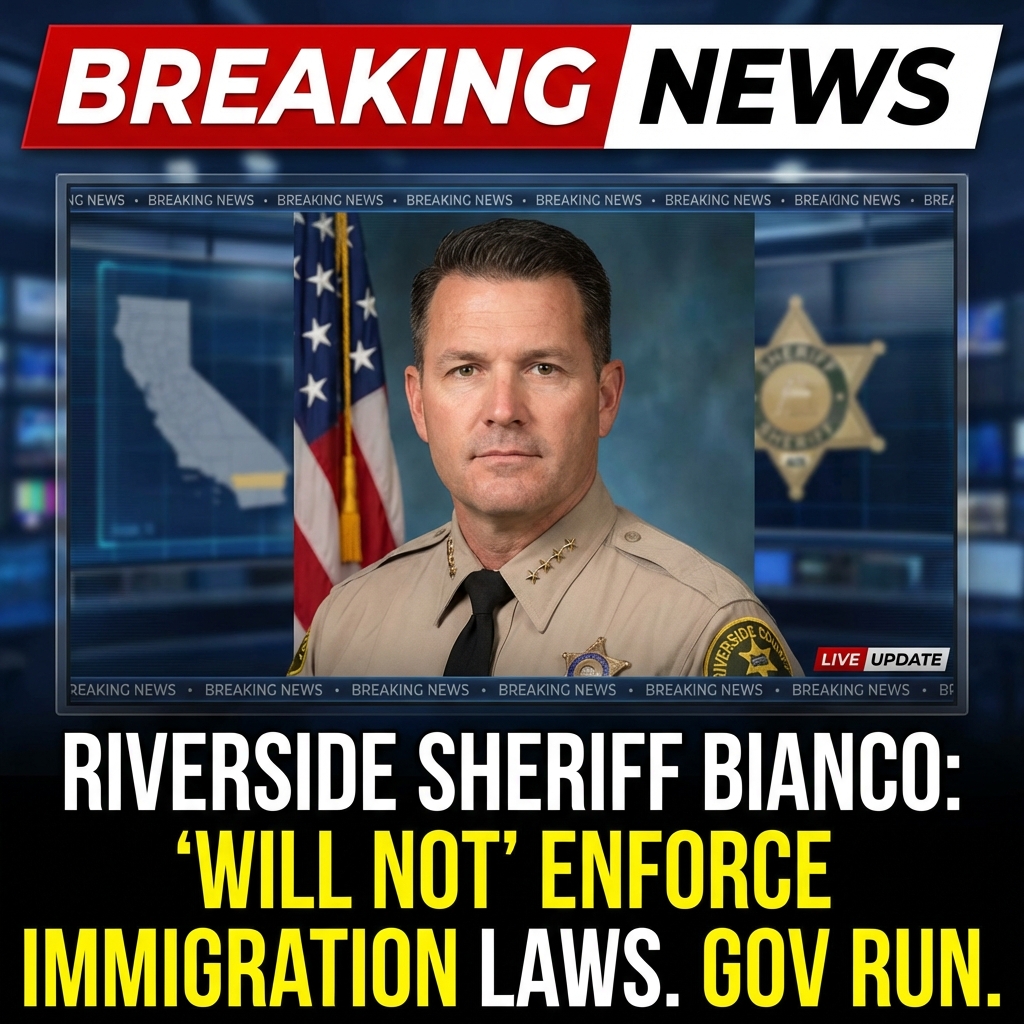<p>Riverside County Sheriff Chad Bianco, a Republican running for California governor, announced in a social-media video that his office will not participate in immigration enforcement. (<a href="https://www.latimes.com/california/story/2025-02-07/riverside-county-sheriff-chad-bianco-says-deputies-wont-conduct-immigration-enforcement?utm_source=openai">latimes.com</a>) He said deputies “have not, are not and will not” carry out ICE-style raids and emphasized that immigration enforcement is the federal government’s responsibility amid heightened fears of local sweeps. (<a href="https://www.cbsnews.com/losangeles/news/riverside-county-deputies-wont-make-immigration-related-arrests-sheriff-bianco-says/?utm_source=openai">cbsnews.com</a>) Bianco pushed back on online reports of raids at schools, businesses and churches and said his agency has worked to build trust with immigrant communities. (<a href="https://www.latimes.com/california/story/2025-02-07/riverside-county-sheriff-chad-bianco-says-deputies-wont-conduct-immigration-enforcement?utm_source=openai">latimes.com</a>) The statement comes as debate over California’s sanctuary law and cooperation with ICE intensifies, and he rejected rumors of raids. (<a href="https://www.latimes.com/california/story/2025-02-07/riverside-county-sheriff-chad-bianco-says-deputies-wont-conduct-immigration-enforcement?utm_source=openai">latimes.com</a>)</p>