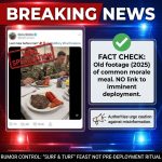 <p>An X post showing U.S. troops served menus of steak, pie, crab legs and lobster sparked viral speculation on February 21, 2026, that the lavish “surf and turf” might signal imminent deployment amid rising U.S.–Iran tensions. Social-media users called it a possible “last meal” while others reposted a short clip of soldiers dining in a DFAC. Journalists traced the footage to earlier posts (February–June 2025) and note such meals commonly mark birthdays or morale boosts, not official pre-deployment rituals. Military and fact-checkers caution there is no verified link between these meals and an imminent combat deployment. Authorities urge public caution. (<a href="https://english.bombaysamachar.com/international/last-meal-before-iran-strike-us-troops-steak-and-lobster-feast-sparks-speculation-amid-trump-khamenei-tensions/?amp=1&utm_source=openai">english.bombaysamachar.com</a>)</p>