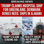 <p>On February 21–22, 2026 President Donald Trump announced on Truth Social he was sending a “great hospital boat” to Greenland to treat people he said were “sick, and not being taken care of there,” and credited Louisiana Governor Jeff Landry with helping coordinate the effort. (<a href="https://apnews.com/article/b2624bb6ed7d66de874e333779c505fe?utm_source=openai">apnews.com</a>) Denmark and Greenland said they had not requested assistance and defended their universal healthcare; Denmark’s Joint Arctic Command separately evacuated a U.S. submariner near Nuuk for urgent treatment. (<a href="https://apnews.com/article/b2624bb6ed7d66de874e333779c505fe?utm_source=openai">apnews.com</a>) Trump’s post featured an image of the USNS Mercy, but U.S. officials have not confirmed any deployment and Navy hospital ships were reported drydocked in Mobile, Alabama. (<a href="https://gcaptain.com/trump-announces-greenland-hospital-ship-mission-as-mercy-and-comfort-sit-in-alabama-shipyard/?utm_source=openai">gcaptain.com</a>)</p>