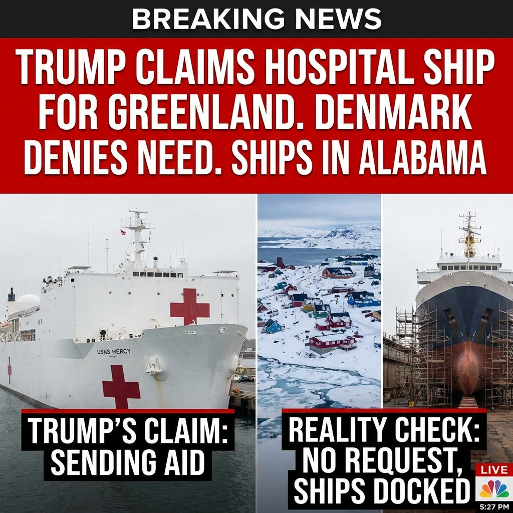 <p>On February 21–22, 2026 President Donald Trump announced on Truth Social he was sending a “great hospital boat” to Greenland to treat people he said were “sick, and not being taken care of there,” and credited Louisiana Governor Jeff Landry with helping coordinate the effort. (<a href="https://apnews.com/article/b2624bb6ed7d66de874e333779c505fe?utm_source=openai">apnews.com</a>) Denmark and Greenland said they had not requested assistance and defended their universal healthcare; Denmark’s Joint Arctic Command separately evacuated a U.S. submariner near Nuuk for urgent treatment. (<a href="https://apnews.com/article/b2624bb6ed7d66de874e333779c505fe?utm_source=openai">apnews.com</a>) Trump’s post featured an image of the USNS Mercy, but U.S. officials have not confirmed any deployment and Navy hospital ships were reported drydocked in Mobile, Alabama. (<a href="https://gcaptain.com/trump-announces-greenland-hospital-ship-mission-as-mercy-and-comfort-sit-in-alabama-shipyard/?utm_source=openai">gcaptain.com</a>)</p>