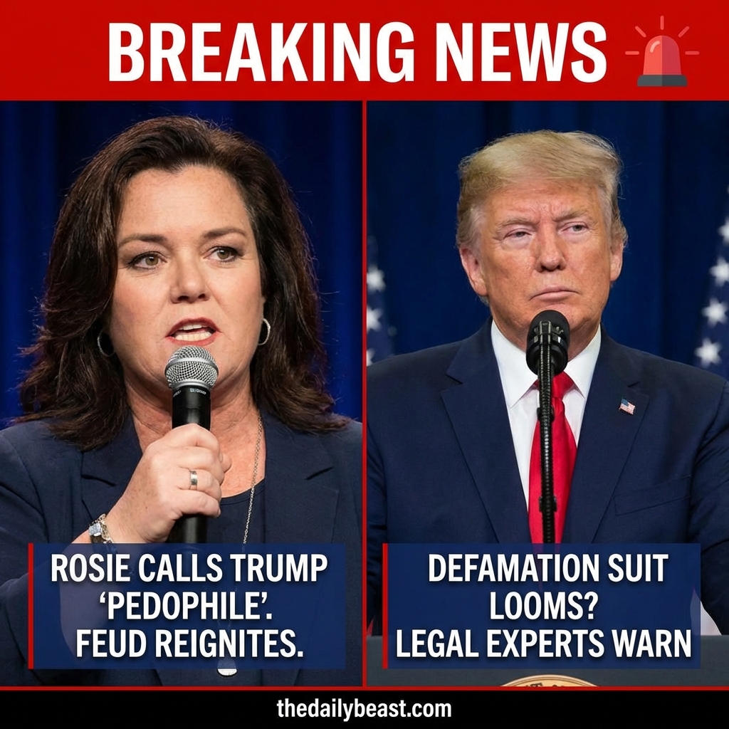 <p>Comedian Rosie O’Donnell told Jim Acosta on his podcast that President Trump is a “serial pedophile,” reigniting their decades‑long feud after she moved to Ireland. Trump previously threatened to revoke her U.S. citizenship and his allies have denounced her remarks. Legal experts and observers say if Trump sues for defamation, he could seek substantial damages — recent high‑profile cases show awards or settlements in the millions, including an $83.3 million jury award in E. Jean Carroll’s case and a roughly $15 million network settlement — meaning O’Donnell might face suits seeking tens of millions, and legal bills could be crippling. (<a href="https://www.thedailybeast.com/rosie-odonnell-outright-slams-president-donald-trump-as-a-serial-pedophile-rapist-in-unhinged-epstein-rant/?utm_source=openai">thedailybeast.com</a>)</p>
