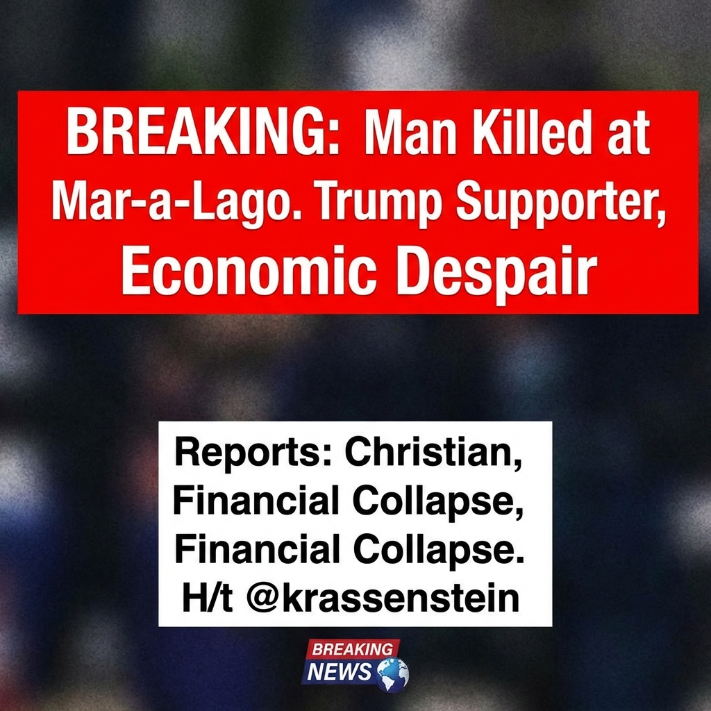 A man was shot and killed while attempting to enter Mar‑a‑Lago carrying a shotgun. Reports describe him as white, Christian, a Trump supporter — not trans, not a Democrat, and not an immigrant. Accounts say he believed in Trump and became desperate after economic hardship that left him crushed. The narrative emphasizes his political and cultural identity alongside financial despair as central to understanding the incident. The framing rejects common stereotypes about attackers’ backgrounds and urges seeing economic collapse and political allegiance as key factors. H/t @krassenstein for the initial reporting and image link. Further official details remain under investigation.