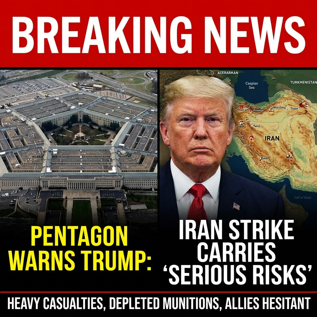 <p>The Pentagon has warned President Trump that military plans to strike Iran carry serious risks, cautioning that an extended campaign could cause heavy U.S. and allied casualties, deplete critical air-defense munitions, and strain U.S. forces. General Dan Caine and other senior leaders have pressed those concerns in internal meetings, noting that options range from limited strikes to a prolonged aerial campaign that might prompt broad Iranian retaliation against U.S. troops, regional bases and allies. Officials say allies are hesitant to provide basing, evacuations and bolstered defenses are underway, and Mr. Trump has not yet decided on action, according to officials. (<a href="https://www.wsj.com/politics/national-security/pentagon-flags-risks-of-a-major-operation-against-iran-1c7e9939?utm_source=openai">wsj.com</a>)</p>