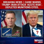 <p>Gen. Dan Caine, chairman of the Joint Chiefs of Staff, warned President Donald Trump that an attack on Iran would carry “acute risks,” citing depleted munitions stockpiles—drained by support for Israel and Ukraine—and limited allied backing, officials said. Caine told a White House meeting last week that shortages of interceptors (THAAD, Patriot) and ship‑launched missiles would increase danger to U.S. forces and complicate any large campaign, which could require striking hundreds to thousands of targets. The White House disputed that Caine opposed action; Trump later called the reporting “100% incorrect.” The reporting is based on people familiar with the discussions. (<a href="https://www.washingtonpost.com/national-security/2026/02/23/dan-caine-iran-risk-trump/?utm_campaign=wp_main&utm_medium=social&utm_source=bluesky%2Cfacebook%2Cthreads%2Ctwitter">washingtonpost.com</a>)</p>