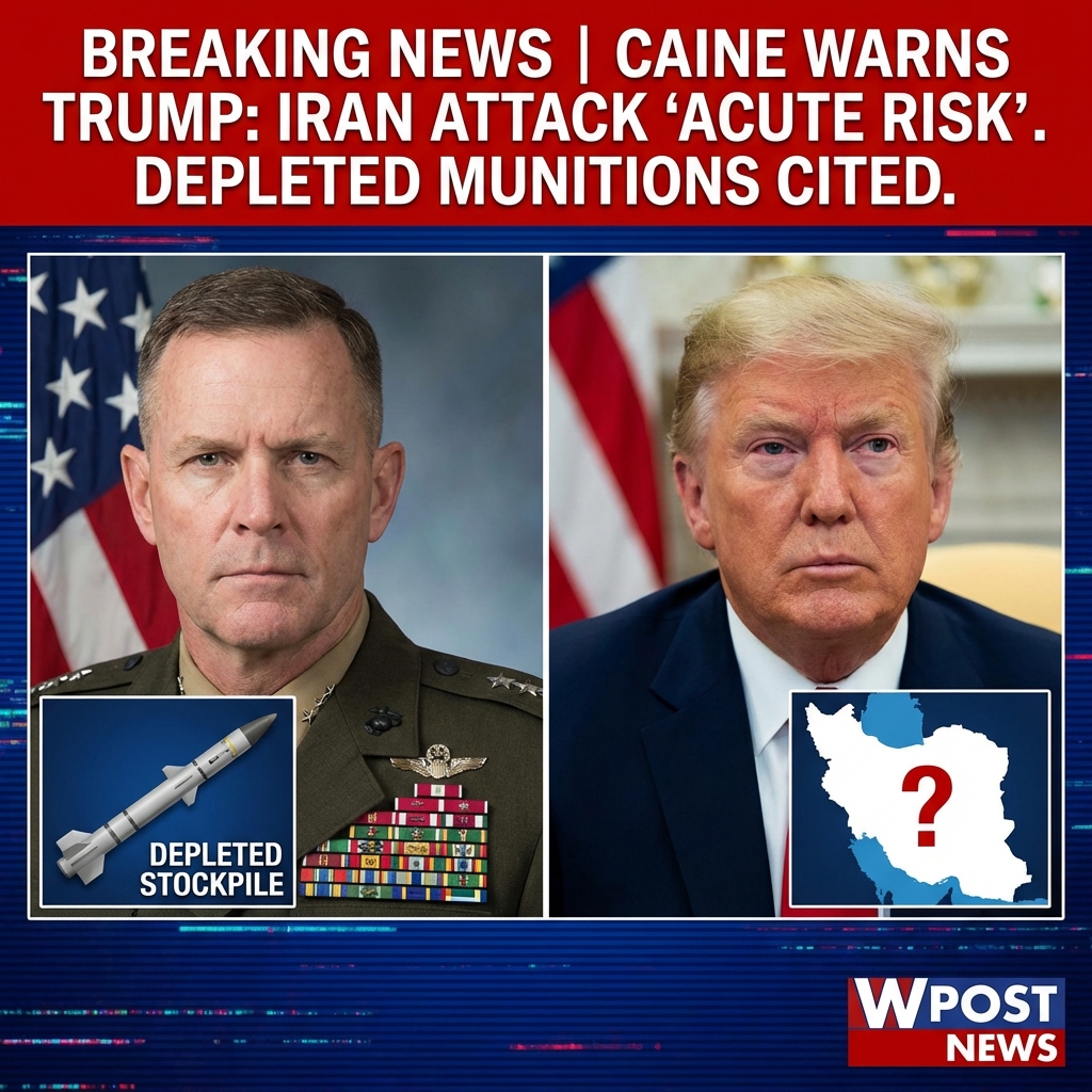 <p>Gen. Dan Caine, chairman of the Joint Chiefs of Staff, warned President Donald Trump that an attack on Iran would carry “acute risks,” citing depleted munitions stockpiles—drained by support for Israel and Ukraine—and limited allied backing, officials said. Caine told a White House meeting last week that shortages of interceptors (THAAD, Patriot) and ship‑launched missiles would increase danger to U.S. forces and complicate any large campaign, which could require striking hundreds to thousands of targets. The White House disputed that Caine opposed action; Trump later called the reporting “100% incorrect.” The reporting is based on people familiar with the discussions. (<a href="https://www.washingtonpost.com/national-security/2026/02/23/dan-caine-iran-risk-trump/?utm_campaign=wp_main&utm_medium=social&utm_source=bluesky%2Cfacebook%2Cthreads%2Ctwitter">washingtonpost.com</a>)</p>