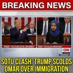 <p>At the State of the Union on February 24, 2026, President Donald Trump scolded lawmakers, telling Rep. Ilhan Omar “You should be ashamed of yourself!” after she and others remained seated when he asked legislators to stand if they agreed the government’s first duty is to protect American citizens, not illegal aliens. Omar shouted that Trump had “killed Americans” while the president urged an end to sanctuary cities and penalties for officials blocking deportations. The exchange occurred amid Democratic interruptions, protests in the chamber, and controversy over immigration enforcement and ICE actions in Minnesota. Video and outlets carried the confrontation. (<a href="https://www.cbsnews.com/news/state-of-the-union-2026-transcript/?utm_source=openai">cbsnews.com</a>)</p>