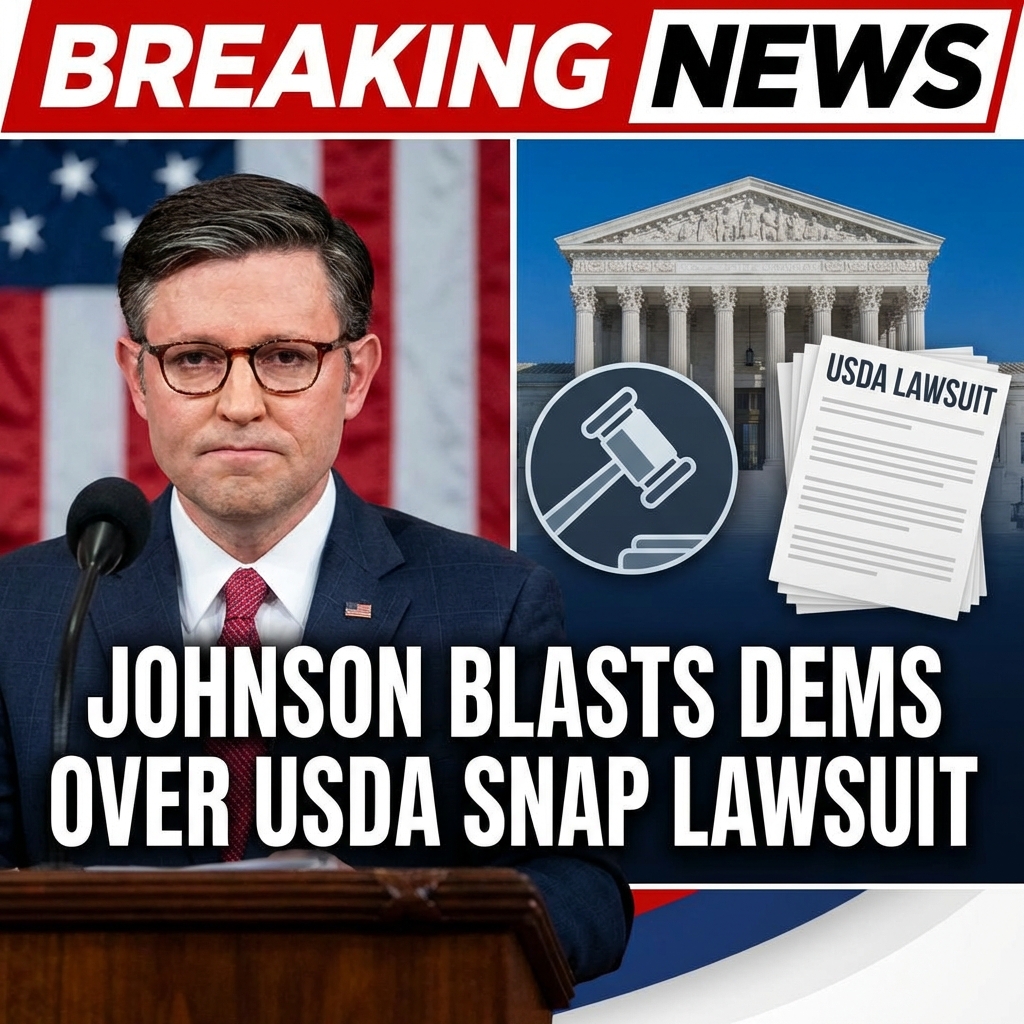 <p>House Speaker Mike Johnson angrily criticized Democrats after they sued the U.S. Department of Agriculture over efforts to determine how many undocumented immigrants receive SNAP benefits, saying “They sued the USDA for simply asking them how many illegal aliens are on the program in California, New York and these other states.” (<a href="https://www.thegatewaypundit.com/2025/10/speaker-johnson-erupts-after-learning-democrats-actually-sued/?utm_source=openai">thegatewaypundit.com</a>) The lawsuit, filed Oct. 28, 2025, was brought by Democratic attorneys general and governors from about 25 states and challenges USDA orders to suspend or restrict November SNAP payments amid a government shutdown. (<a href="https://www.politico.com/news/2025/10/28/25-states-sue-trump-snap-food-aid-shutdown-00625431?utm_source=openai">politico.com</a>) USDA defended its legal interpretation, and a federal judge ordered temporary restoration of benefits that day. (<a href="https://www.justsecurity.org/107087/tracker-litigation-legal-challenges-trump-administration/?utm_source=openai">justsecurity.org</a>)</p>